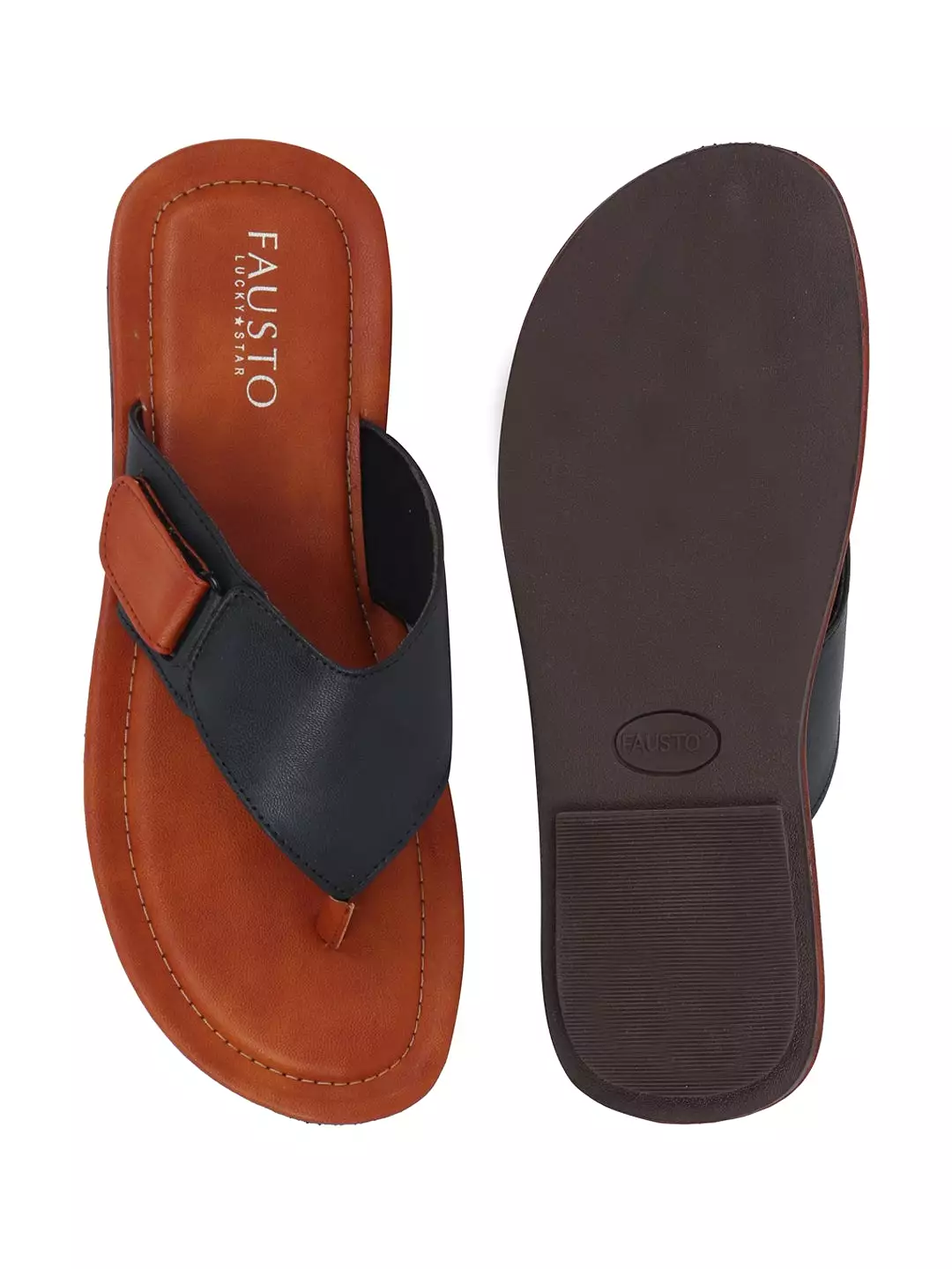 Men Navy Blue Slip On Indoor & Outdoor Slippers With Buckle Strap