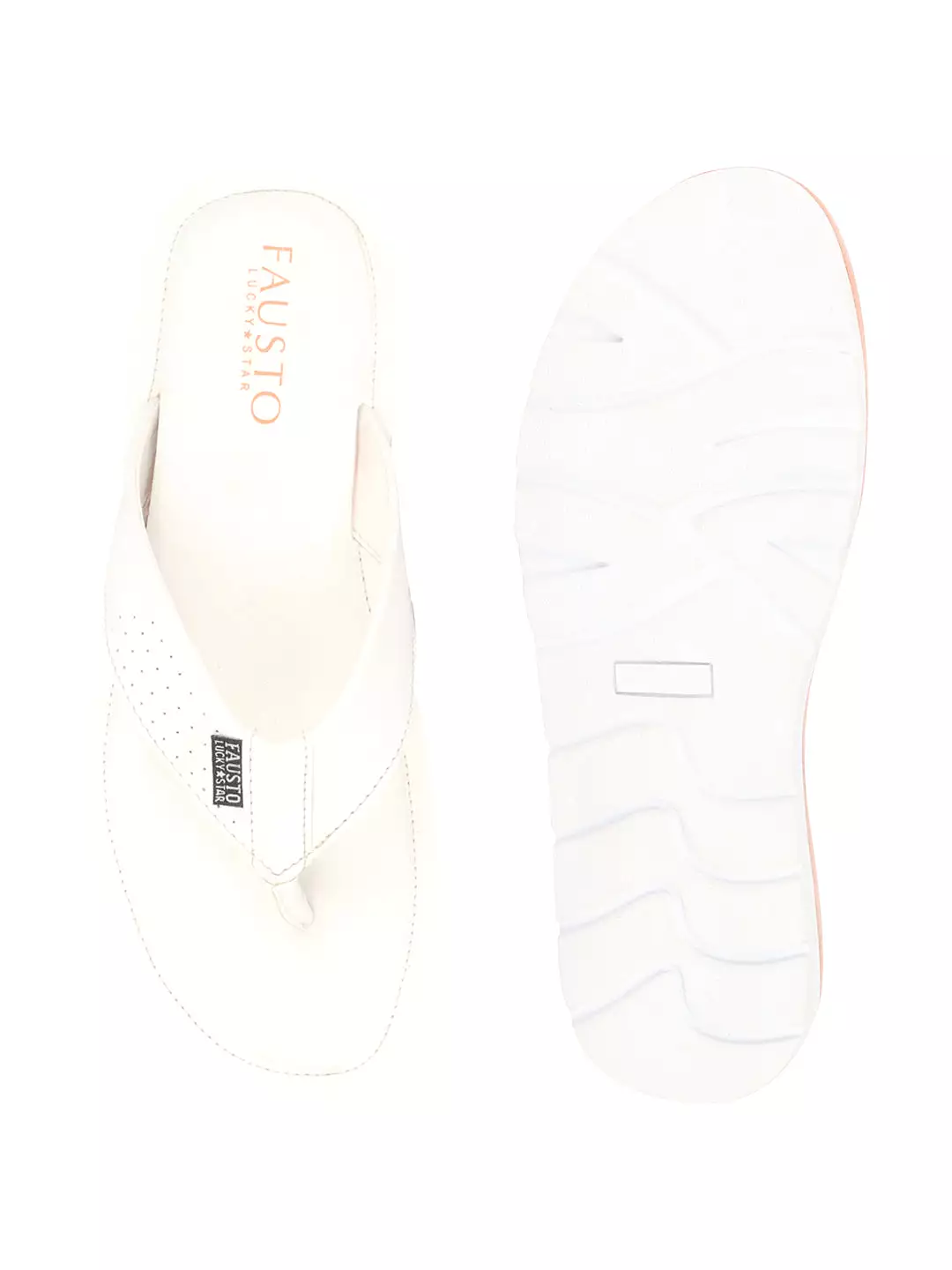 Men White Daily Indoor Outdoor Slip On Thong Slipper