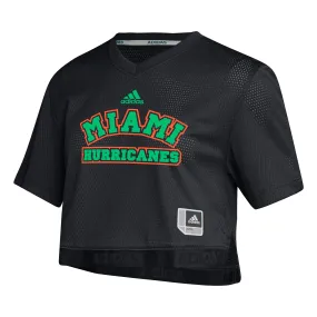 Miami Hurricanes adidas Women's Miami Nights Crop Jersey - Black