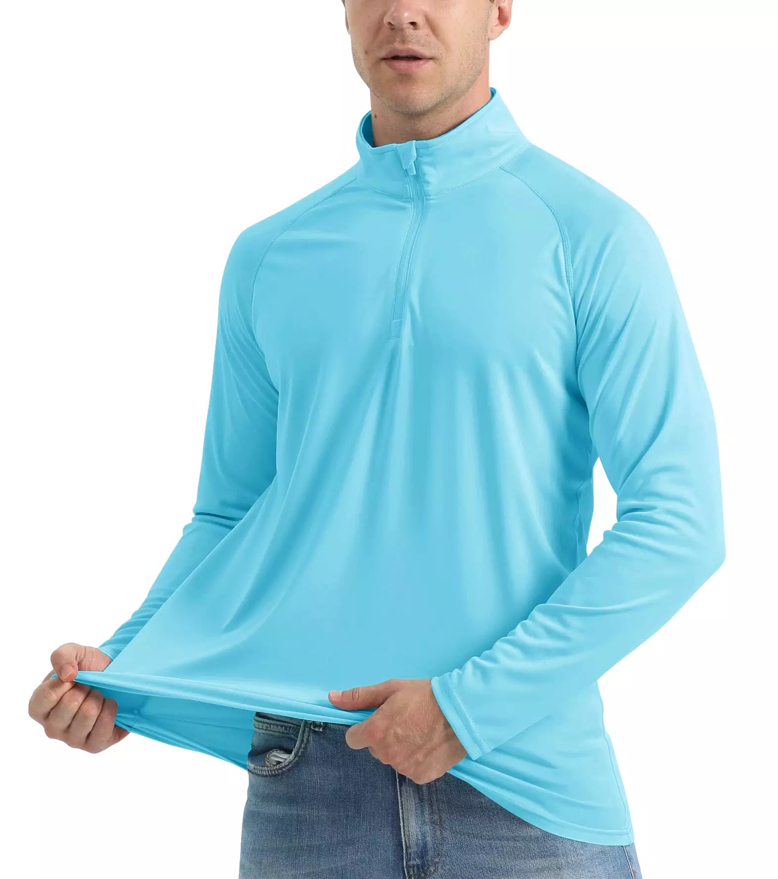 More of UPF 50+ Sun/UV Protection T-Shirt Men's 1/4 Zip Pullover Outdoor Recreation UV Tee Shirts Tops