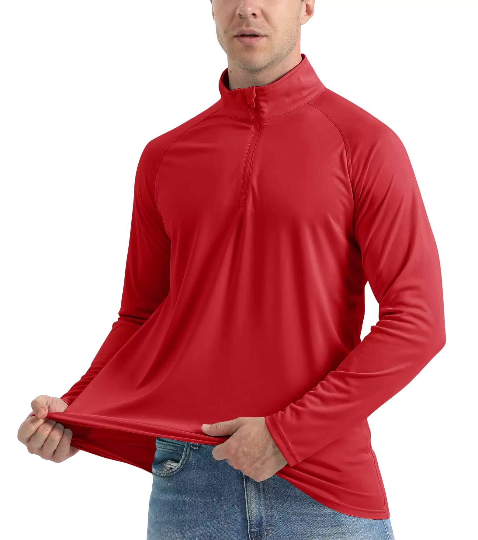 More of UPF 50+ Sun/UV Protection T-Shirt Men's 1/4 Zip Pullover Outdoor Recreation UV Tee Shirts Tops