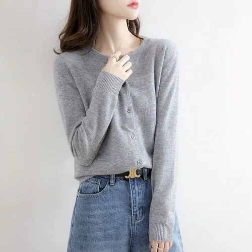 New Round Neck Knitted Women's Loose Fashion All-match Coat