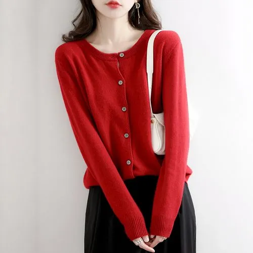 New Round Neck Knitted Women's Loose Fashion All-match Coat