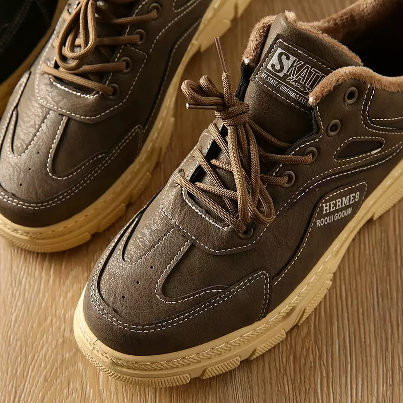 Outdoor Sneaker Mens Work Shoes Plush fleece to keep warm Anti-slip and wear-resistant