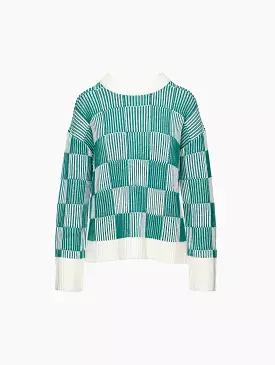 Plaited Checkerboard Crew Sweater