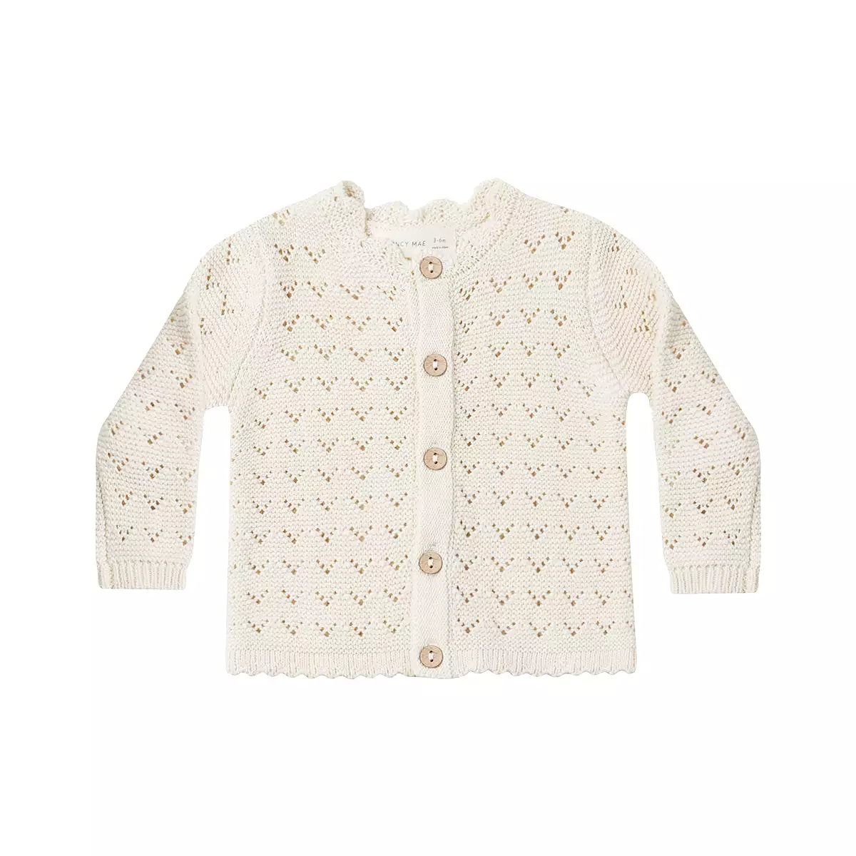 Quincy Mae Scalloped Cardigan - Natural