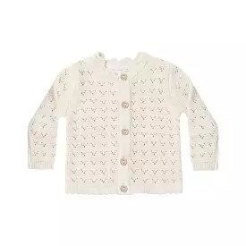 Quincy Mae Scalloped Cardigan - Natural