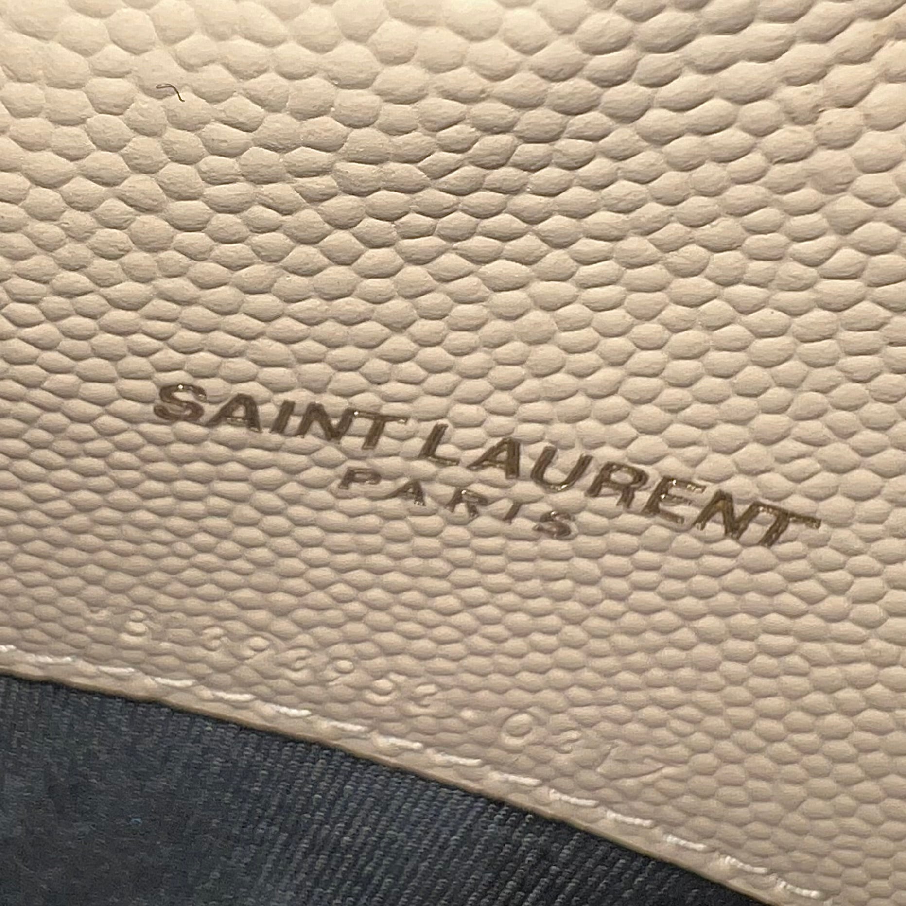 SAINT LAURENT CASSANDRE ENVELOPE CHAIN WALLET IN GRAIN DE POUDRE LEATHER