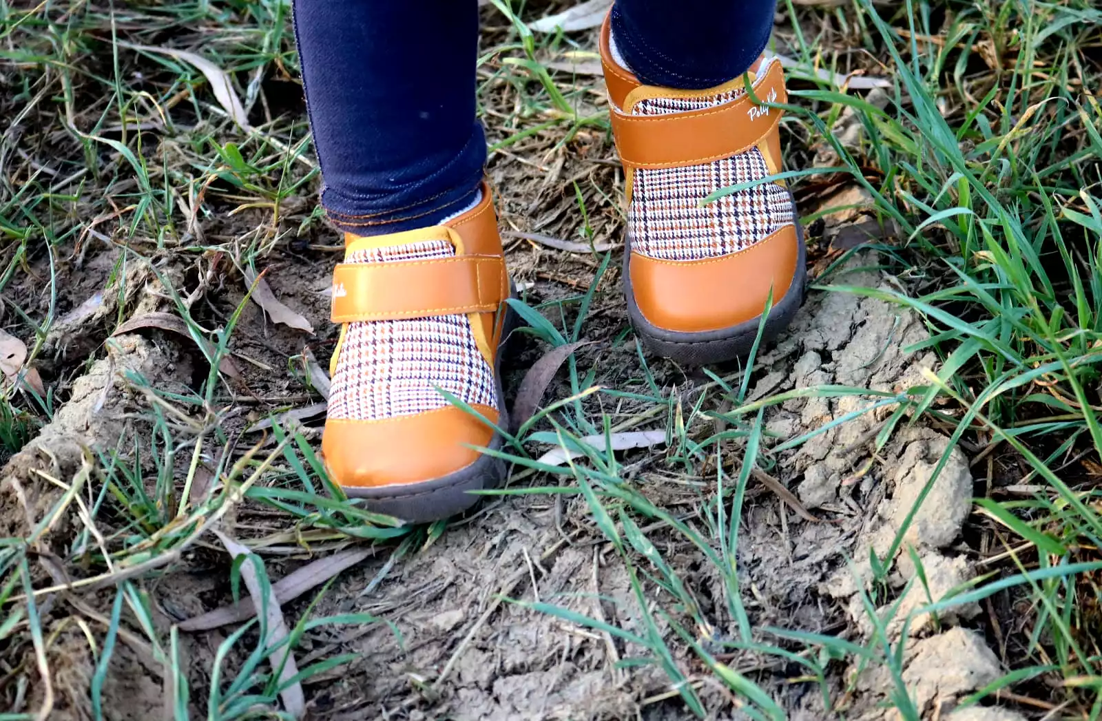 SANDY tan and plaid baby and toddler boots