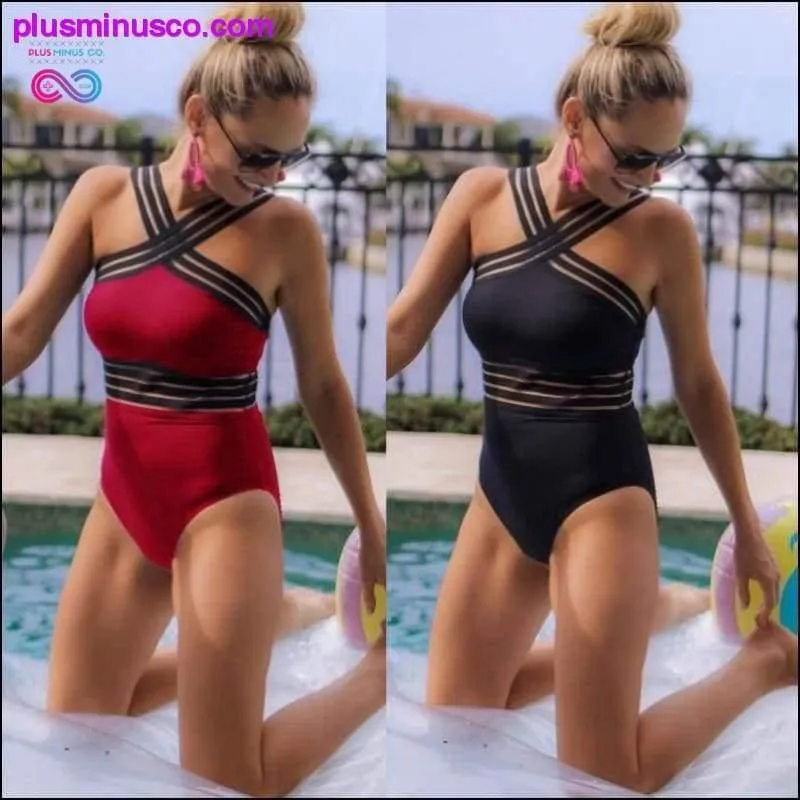 Sexy One Piece Swimsuit Women High Neck Bandage Cross Back