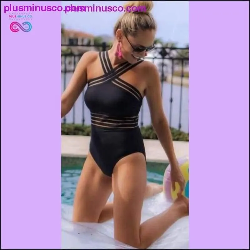 Sexy One Piece Swimsuit Women High Neck Bandage Cross Back