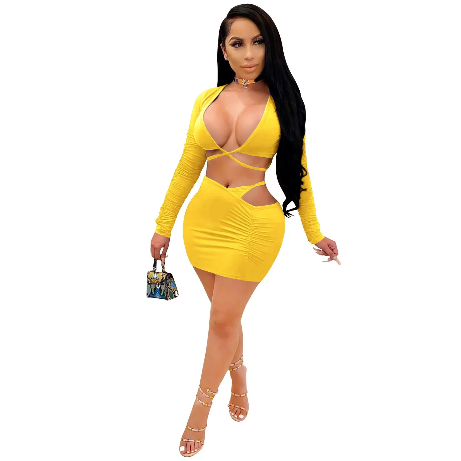 Sexy Two Piece Set Women Deep