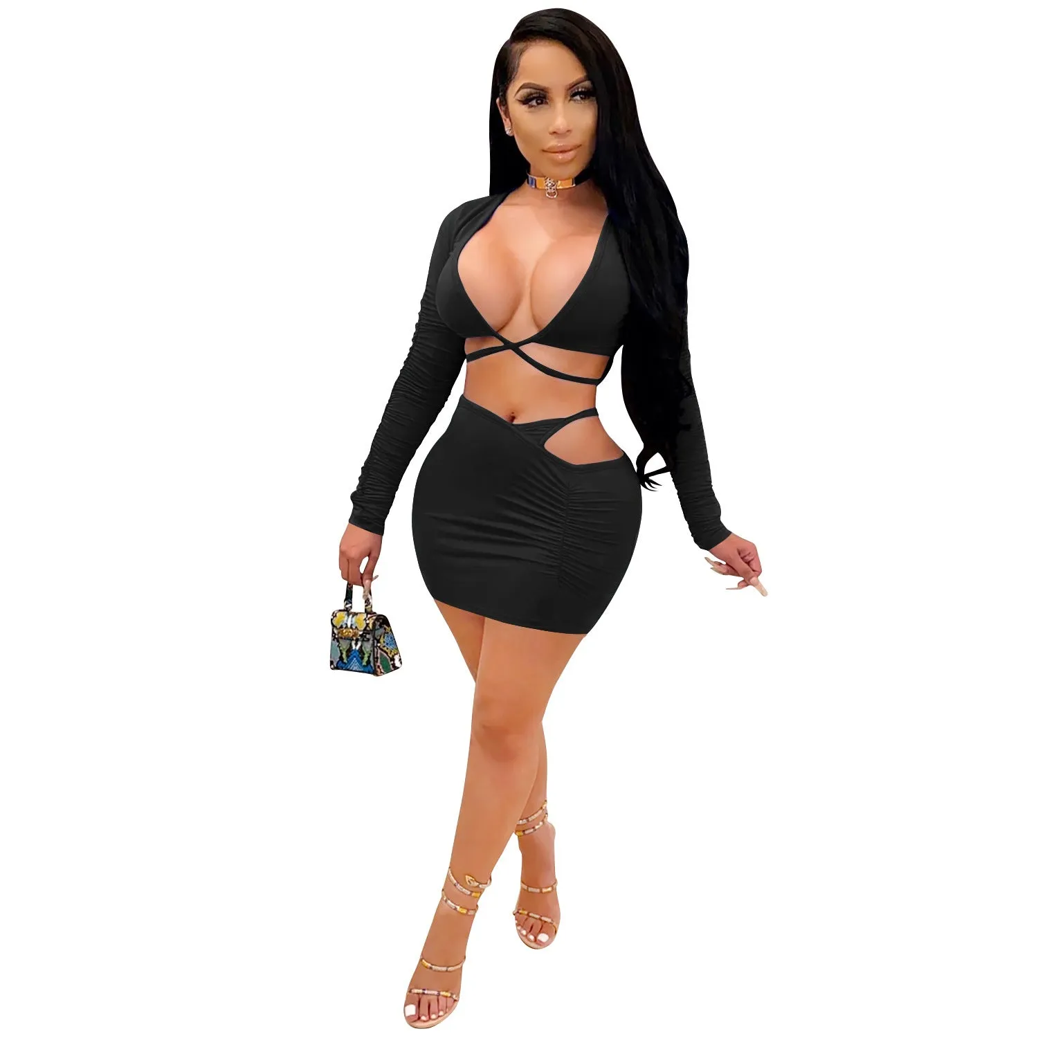 Sexy Two Piece Set Women Deep