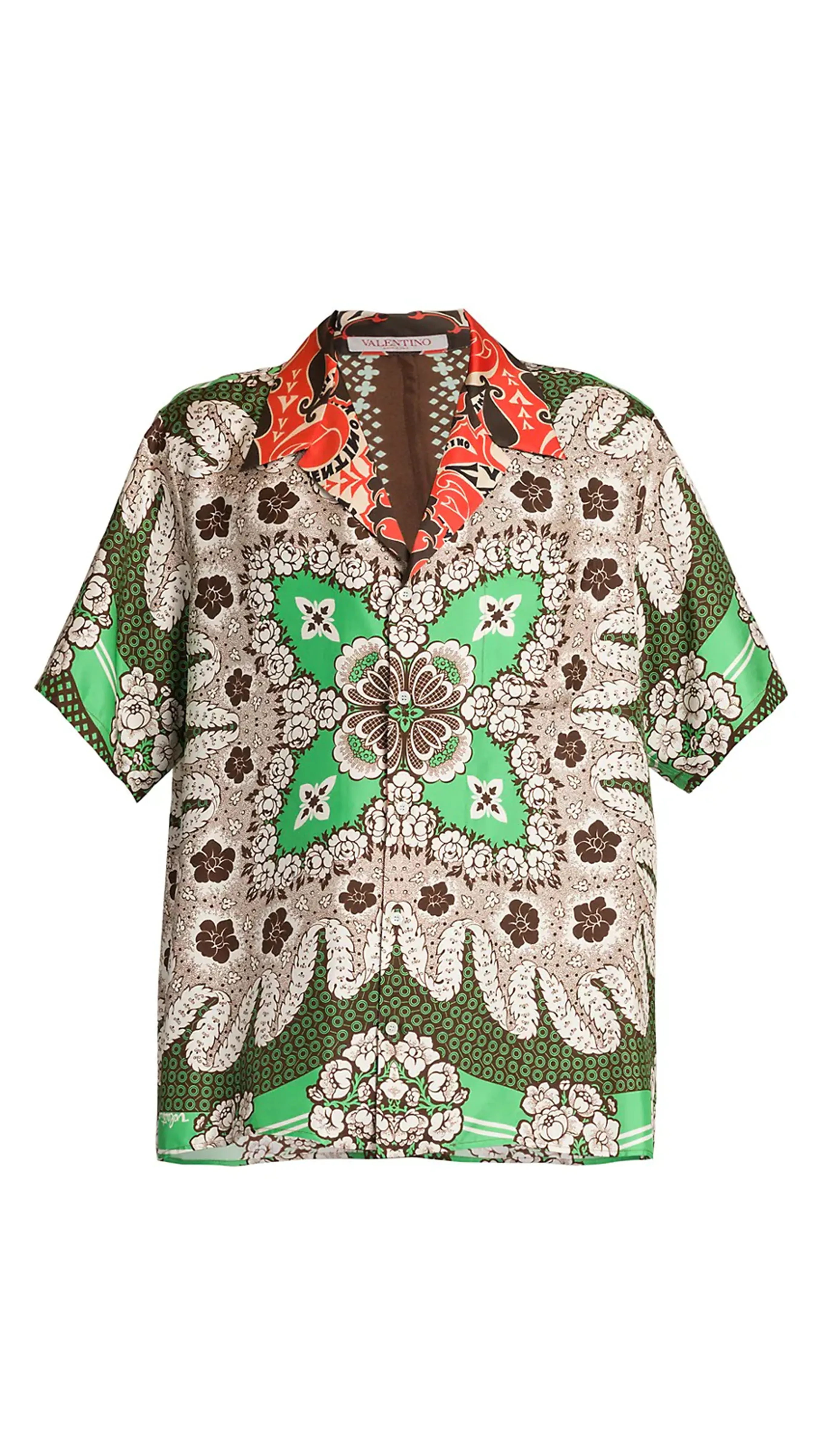 Silk Bowling Shirt with Bandana Print - Multi