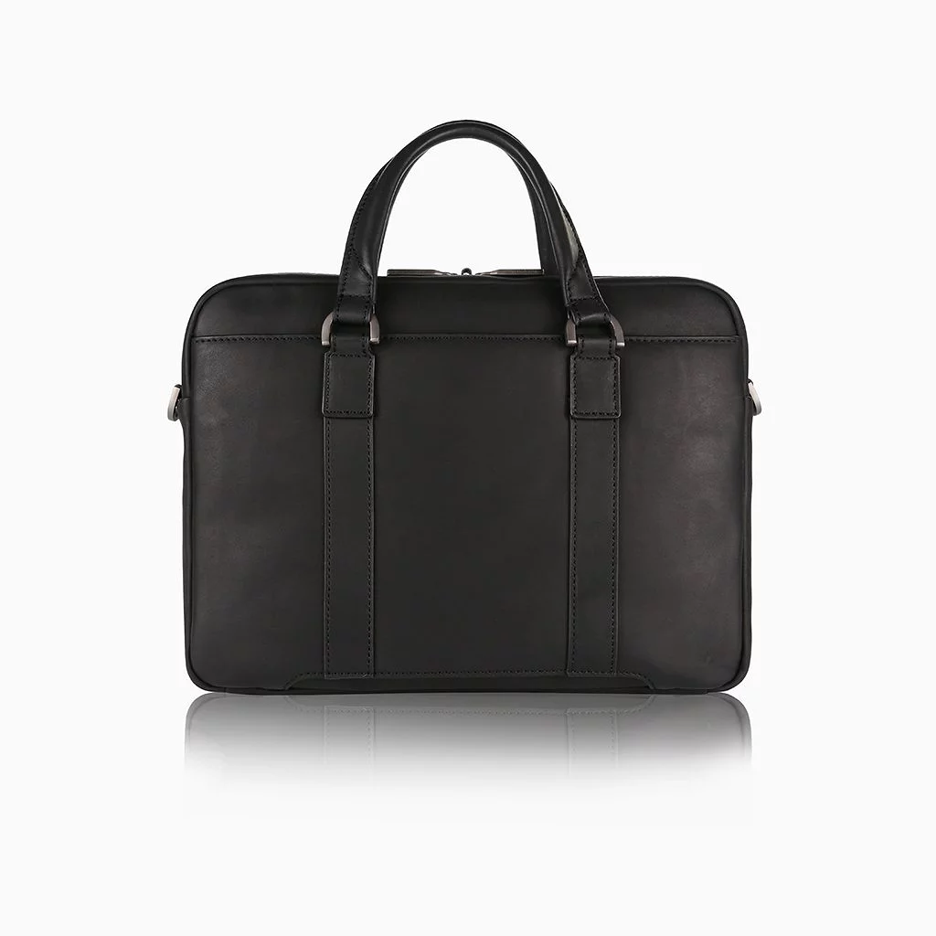 Slim Leather Briefcase, Black