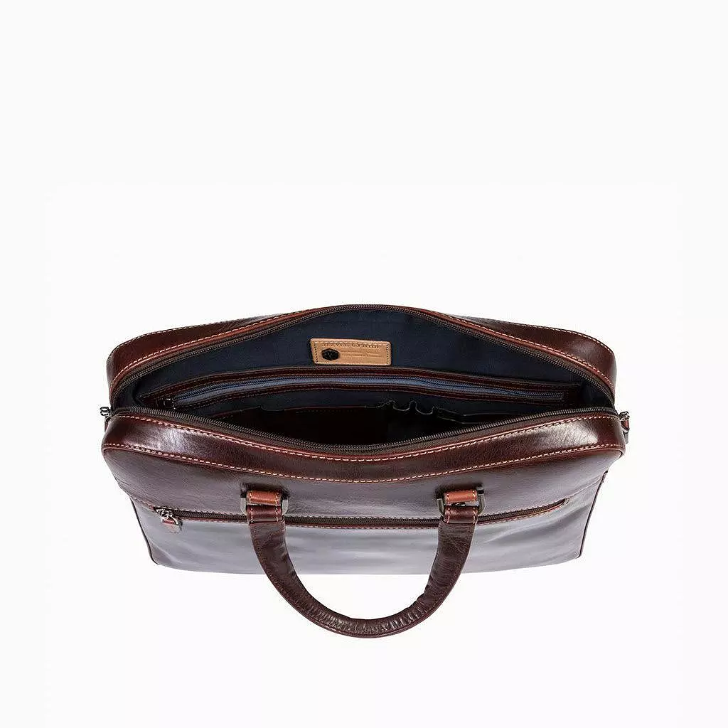 Slim Zip Top Briefcase, Tobacco