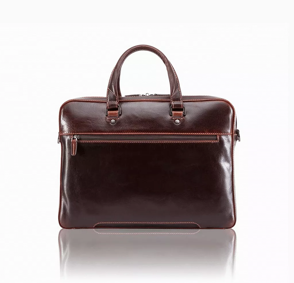 Slim Zip Top Briefcase, Tobacco