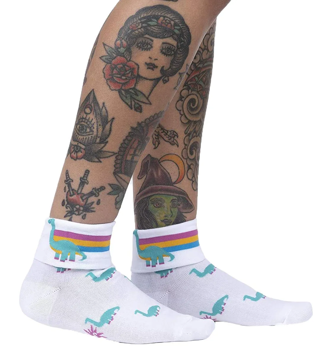 SOCK it to me 2-Way Turn Cuff Crew Socks - Dino-Mite