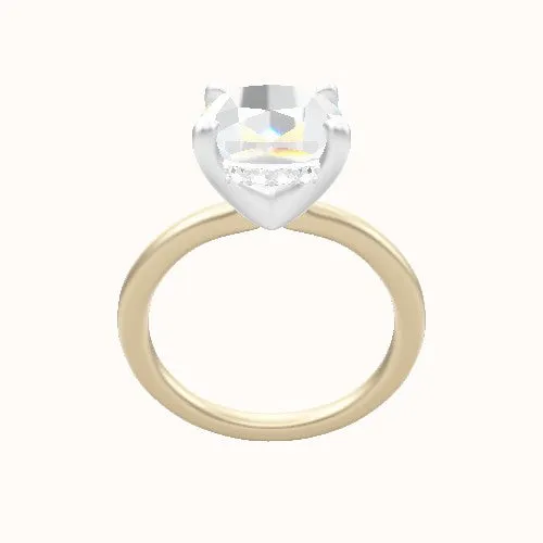 Solitaire Engagement Ring With V Prong with Hidden Halo Head