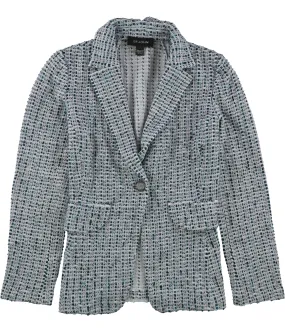 St. John Womens Striped Checks One Button Blazer Jacket