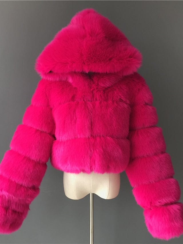 Stay Warm and Stylish in the Chilly Winter Months with Our Women's Faux Fur Hooded Coat