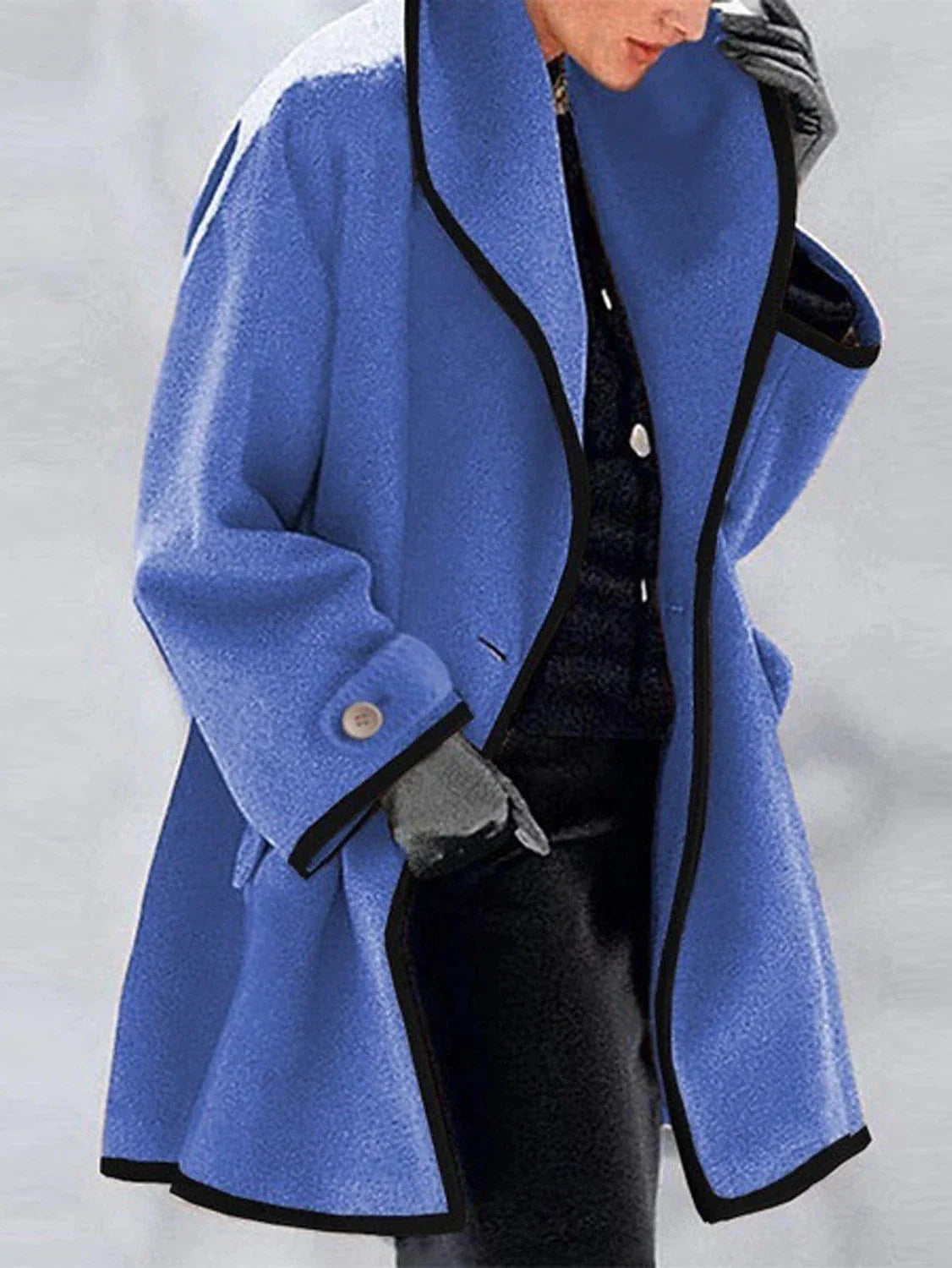 Stylish & Warm Women's Long Coat in Blue, Purple, and Camel