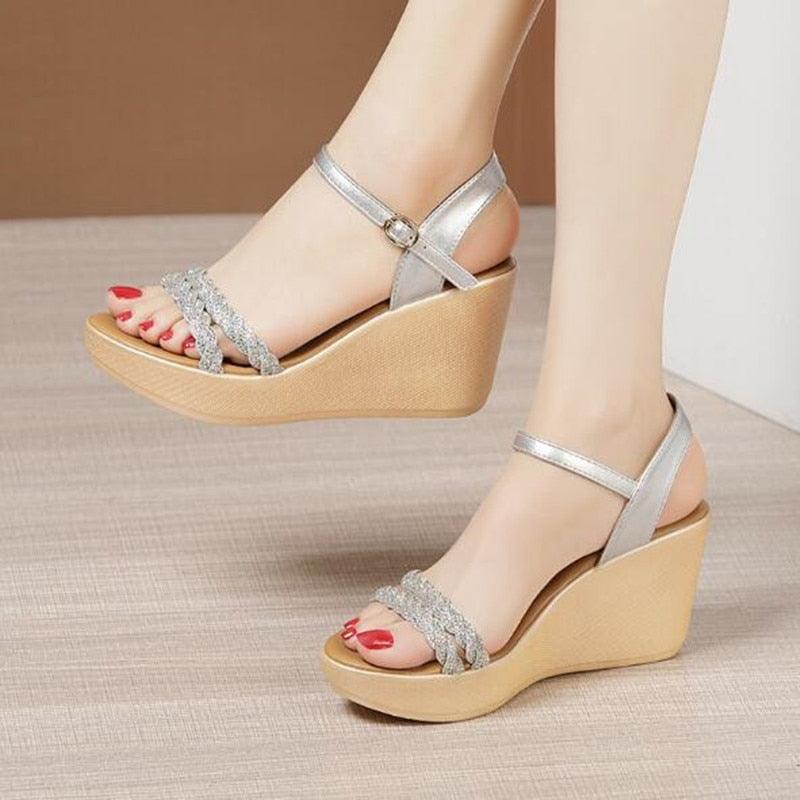 Stylish 2-Straps Wedge Sandals