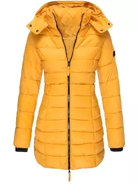 Stylish and Cozy Women's Mid-Length Quilted Puffer Coat with Windproof Features