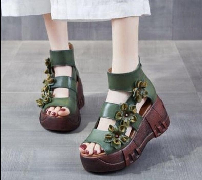 Stylish Floral Wedge Sandals