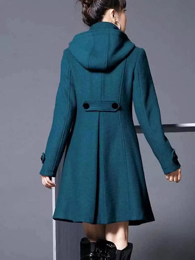 Stylish Women's Long Overcoat Pea Coat with Pockets and Windproof Warmth