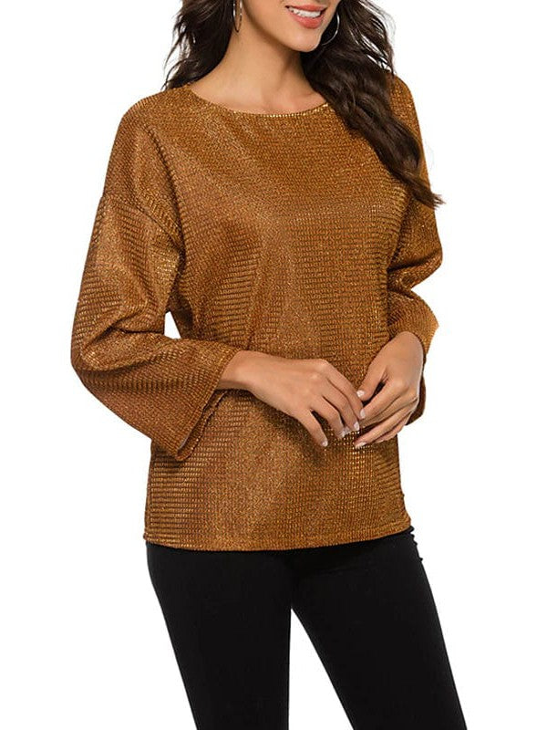 Stylish Women's Sequin Embellished Fleece Blouse