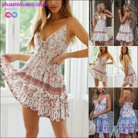 Summer Boho Sexy Chiffion Mini Dress 2019 Fashion Women Deep