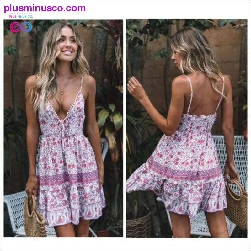 Summer Boho Sexy Chiffion Mini Dress 2019 Fashion Women Deep