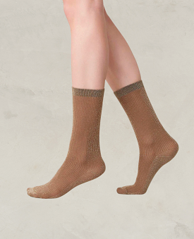 Swedish Stockings Magda Shimmery Socks Mid-Brown