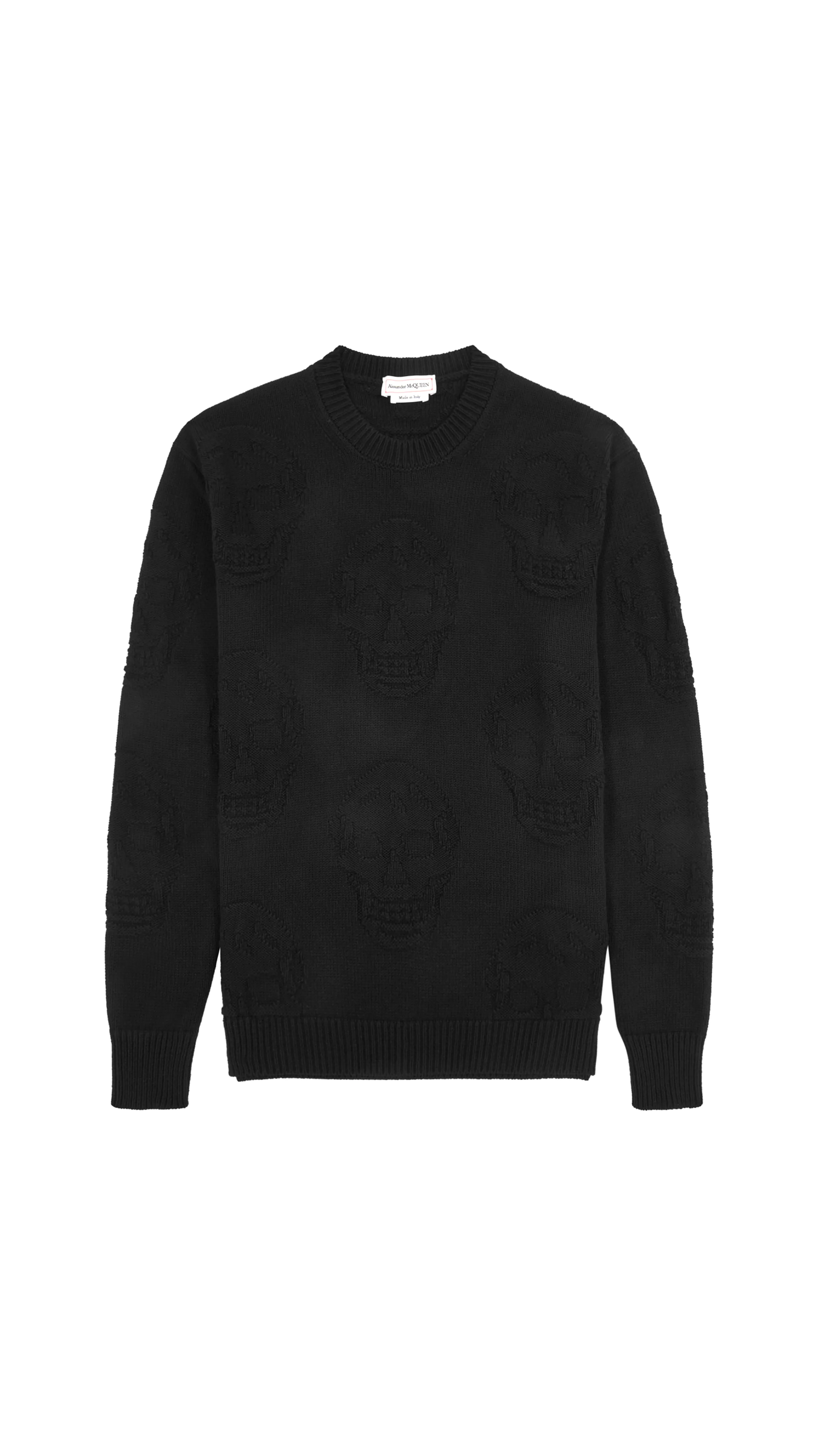 Textured Skull Jumper - Black