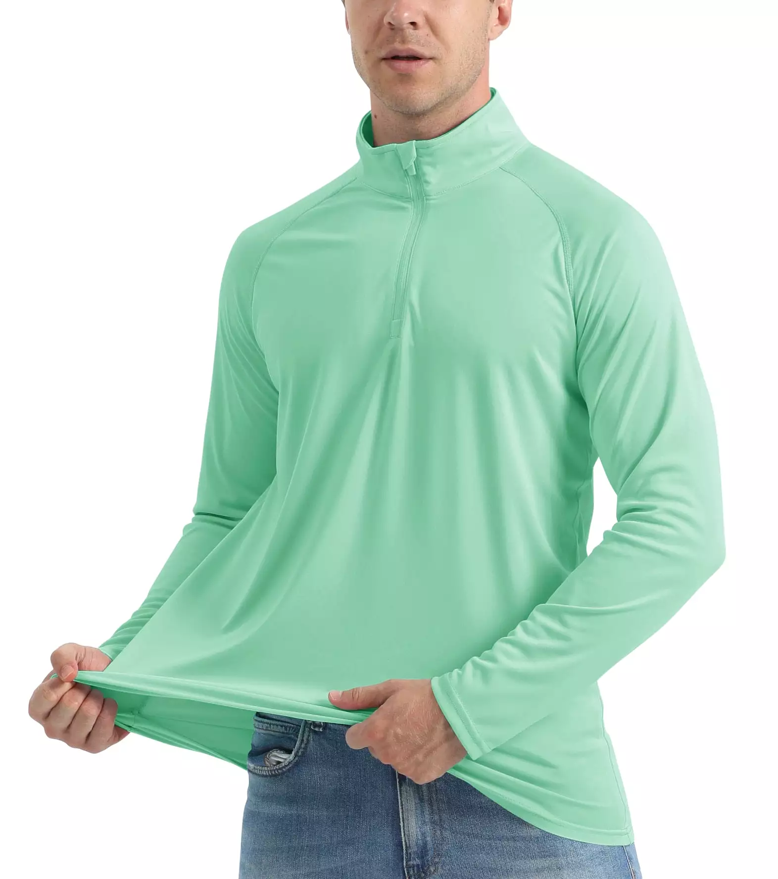 UPF 50+ Sun/UV Protection T-Shirt Men's 1/4 Zip Pullover Outdoor Recreation UV Tee Shirts Tops