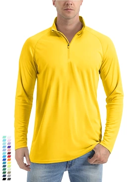 UPF 50+ Sun/UV Protection T-Shirt Men's 1/4 Zip Pullover Outdoor Recreation UV Tee Shirts Tops