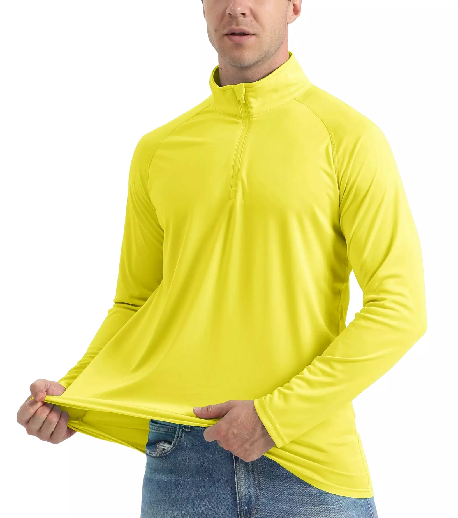 UPF 50+ Sun/UV Protection T-Shirt Men's 1/4 Zip Pullover Outdoor Recreation UV Tee Shirts Tops