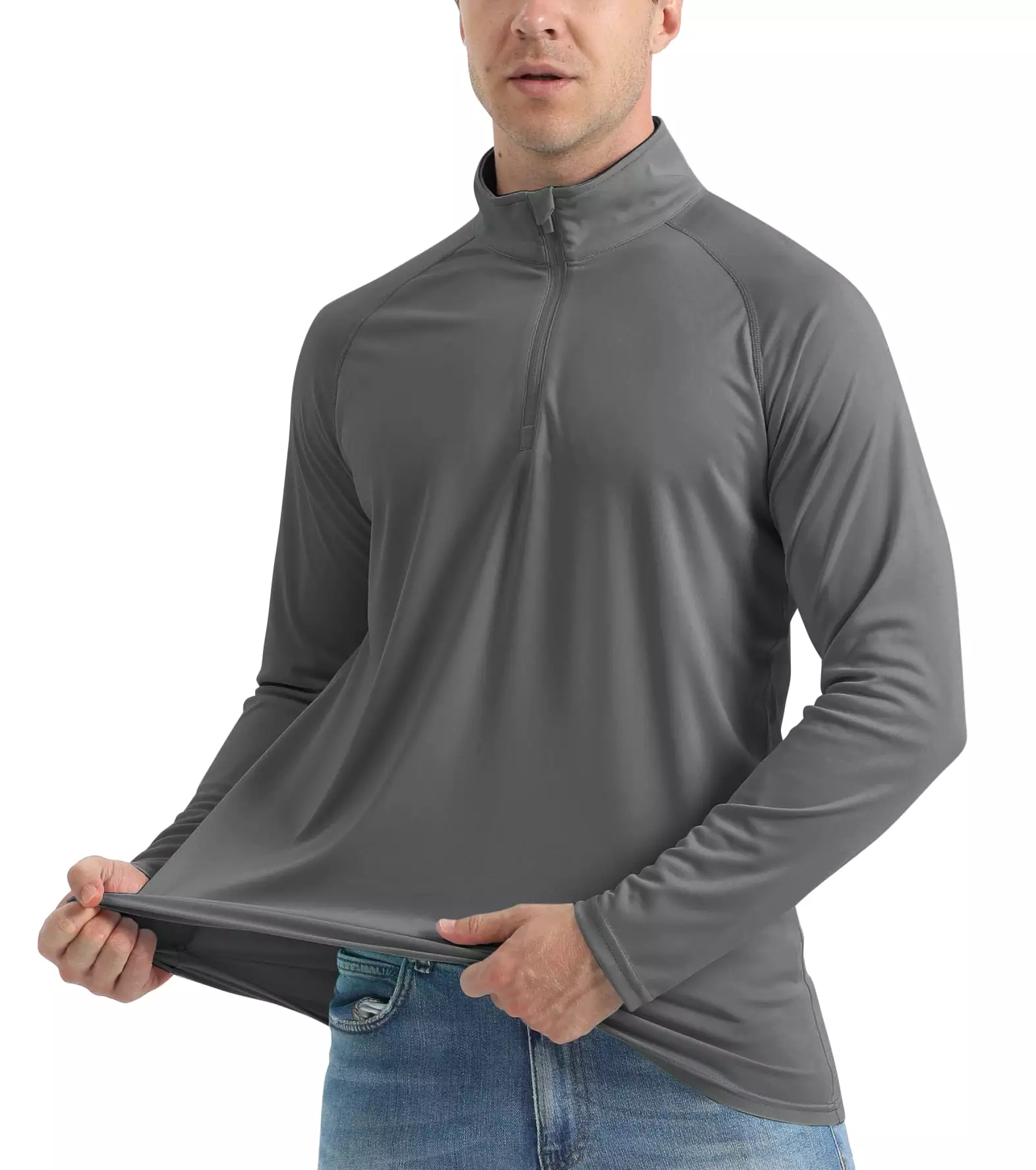 UPF 50+ Sun/UV Protection T-Shirt Men's 1/4 Zip Pullover Outdoor Recreation UV Tee Shirts Tops