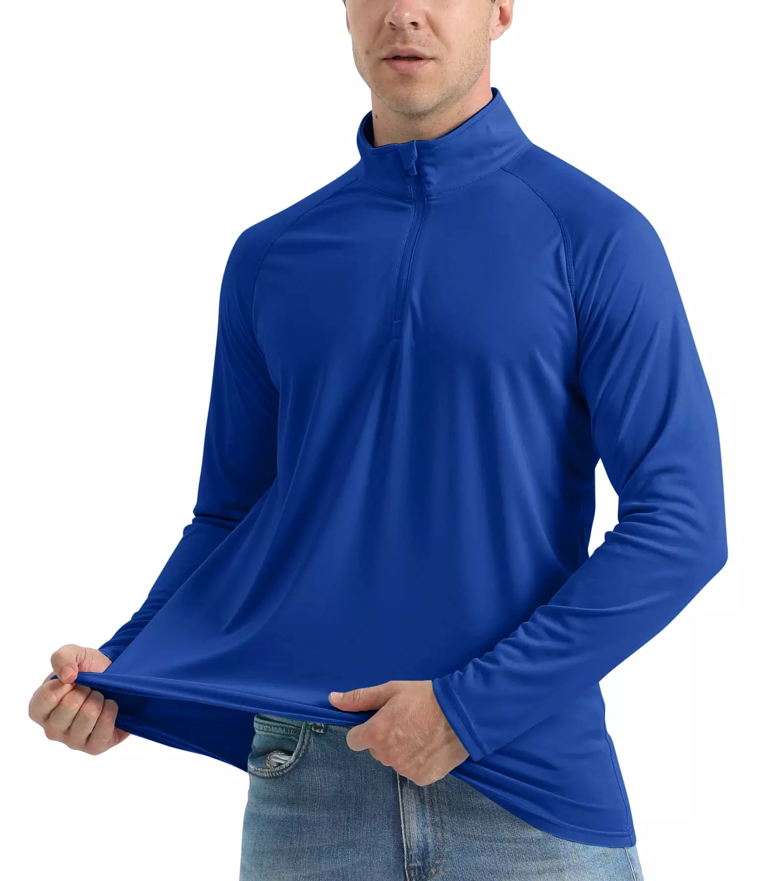 UPF 50+ Sun/UV Protection T-Shirt Men's 1/4 Zip Pullover Outdoor Recreation UV Tee Shirts Tops