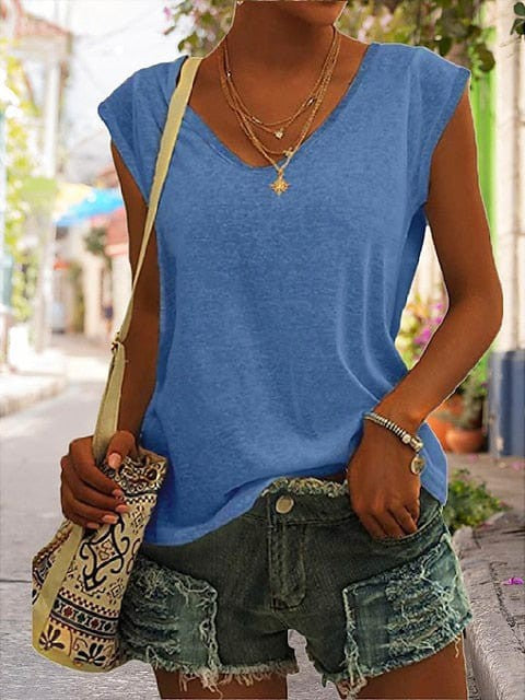 V Neck Sleeveless Women's Blouse - Stylish and Comfortable Long Sleeve Tee