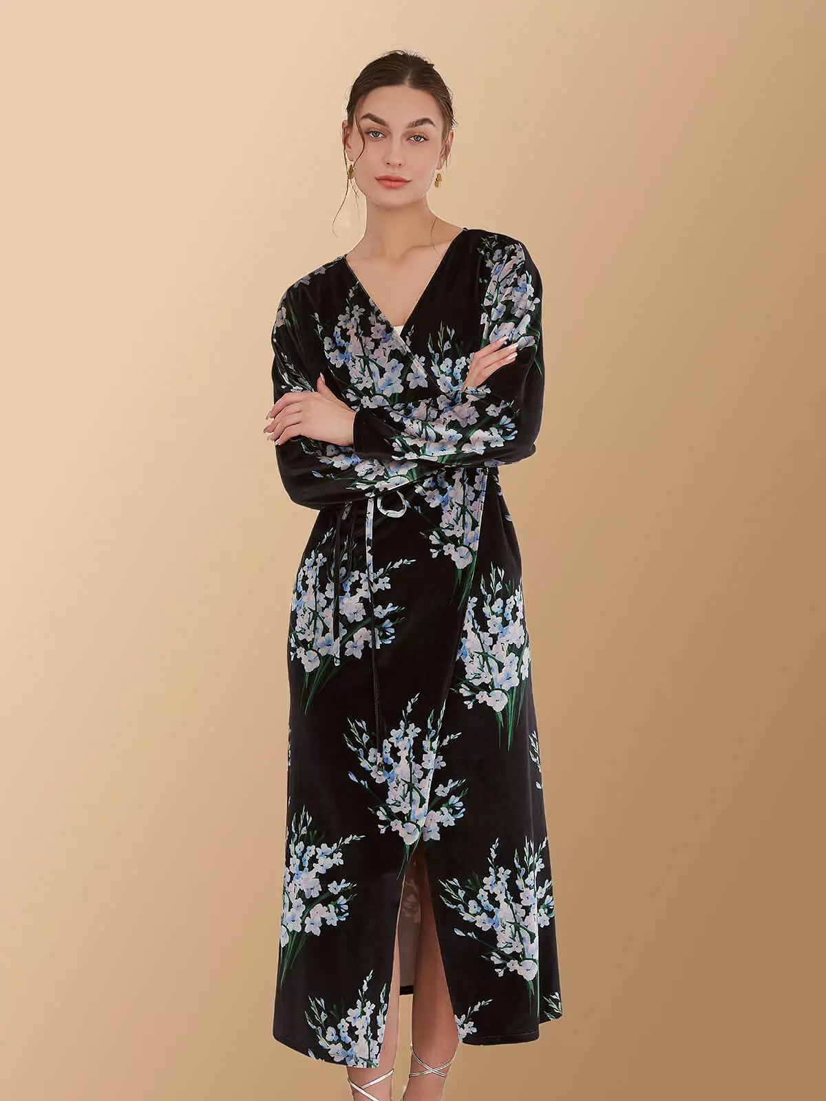 Velvet Dress Floral Black