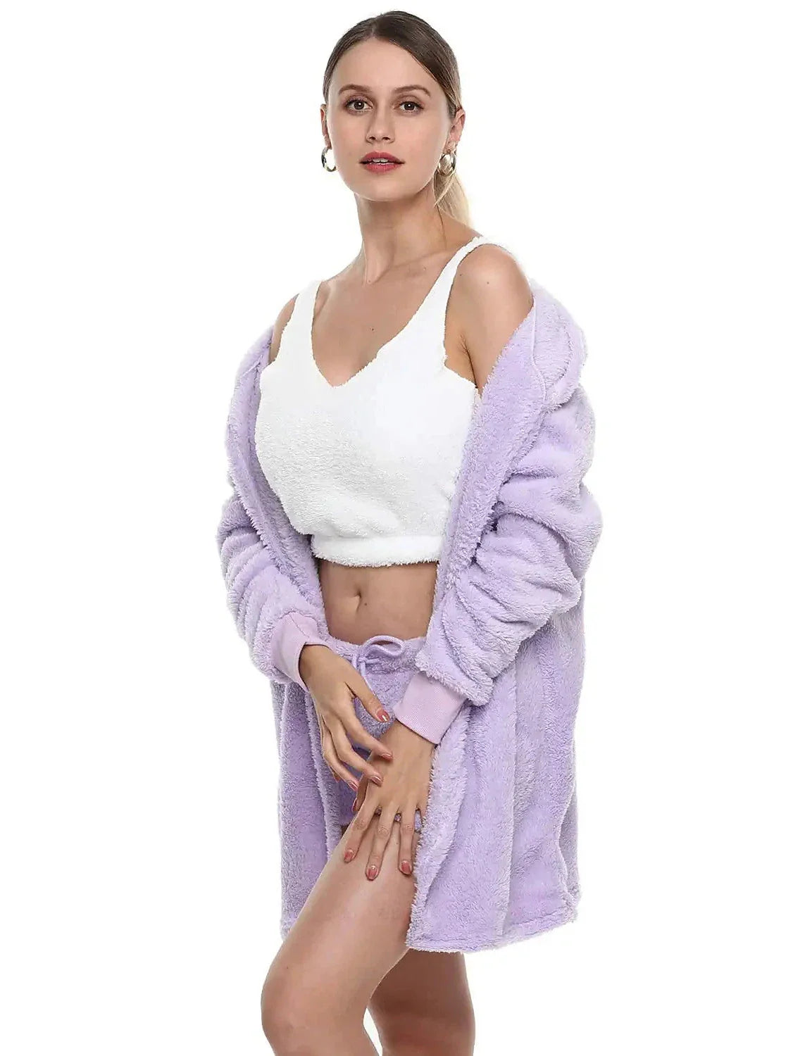 Warm and Stylish 3-Piece Women's Fleece Pajama Set for Cozy Evenings and Valentine's Day Surprise