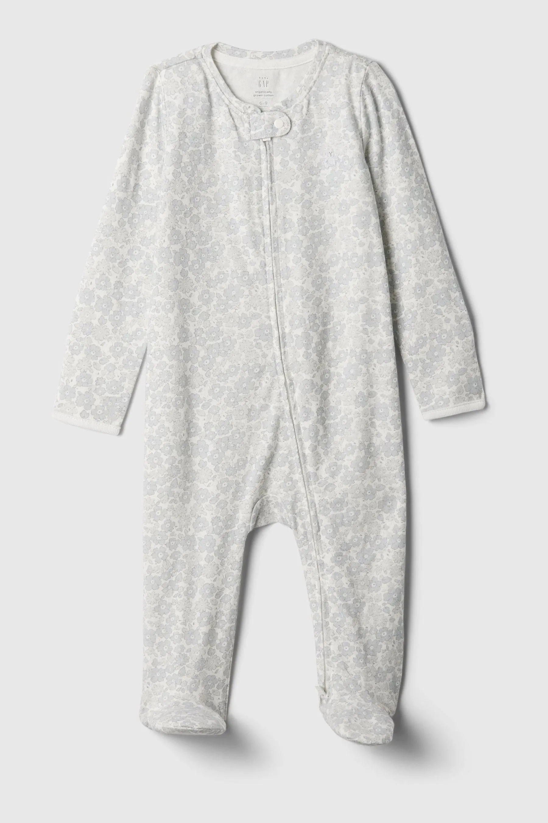 White Floral Organic Cotton First Favourites Sleepsuit (Newborn-9mths)