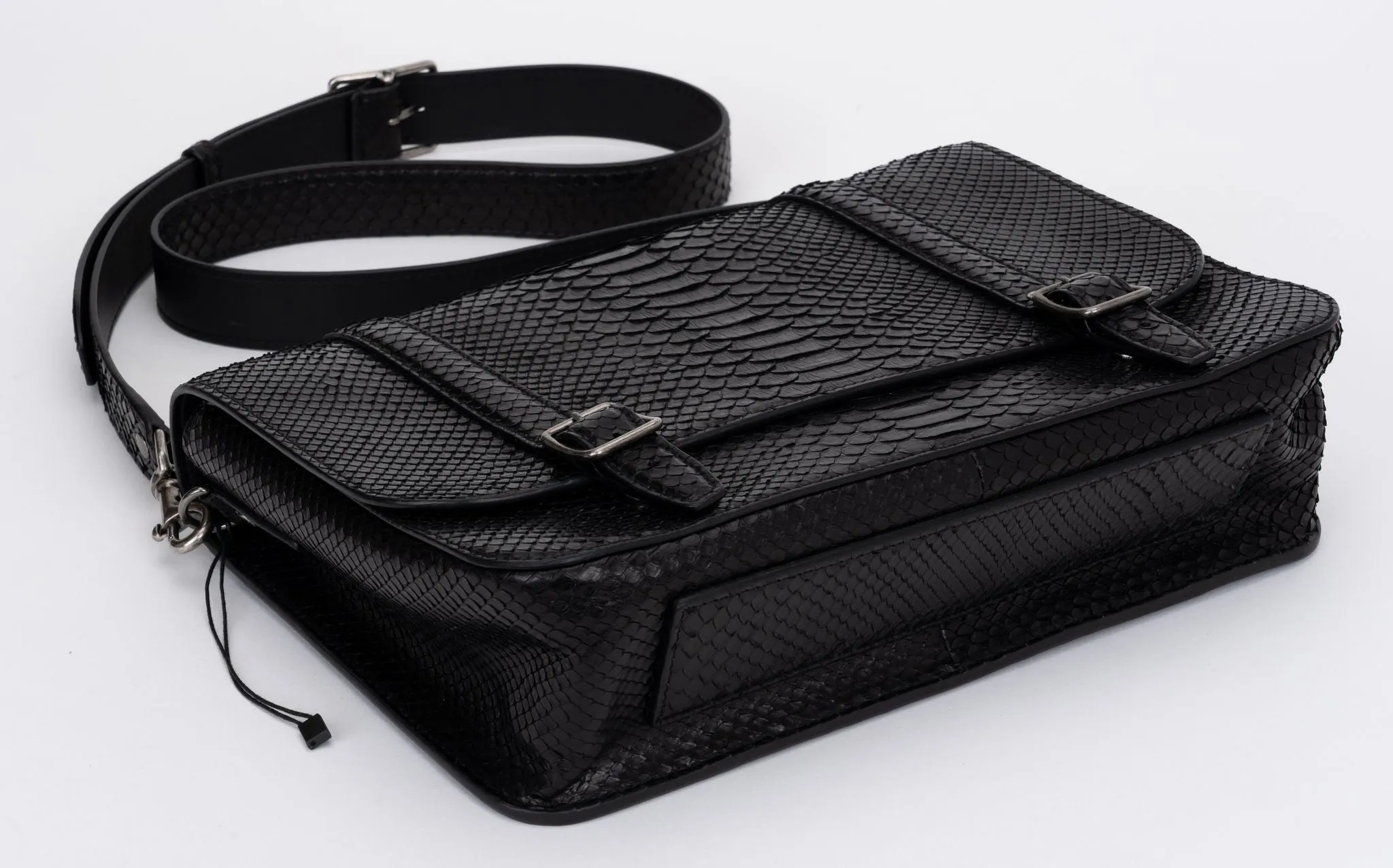 YSL New Black Brushed Python Schoolbag